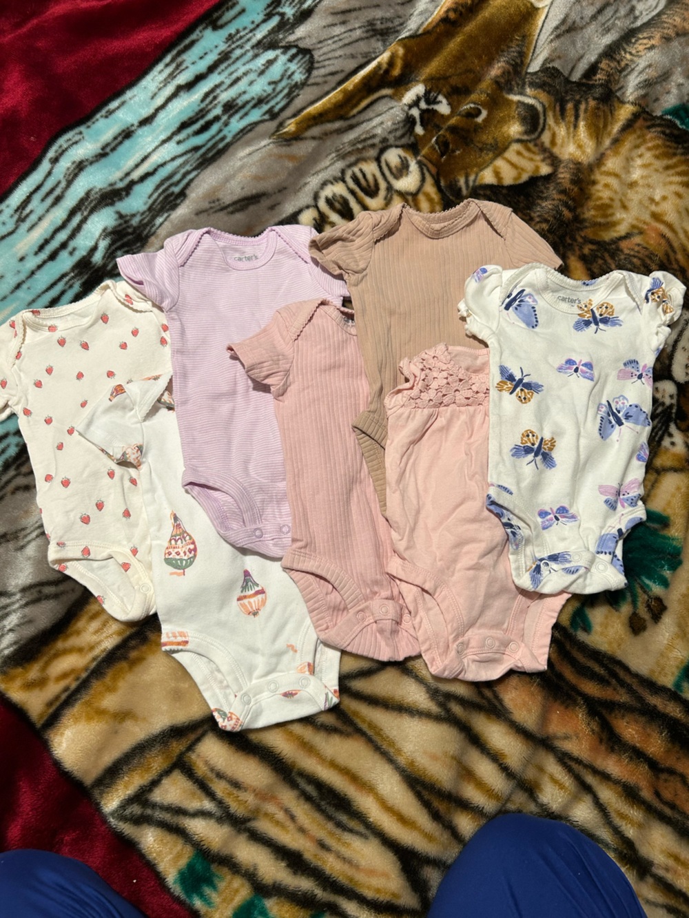 Baby Girl 7-Pack Bodysuits - Pastel Pink, Mauve & Butterfly Prints